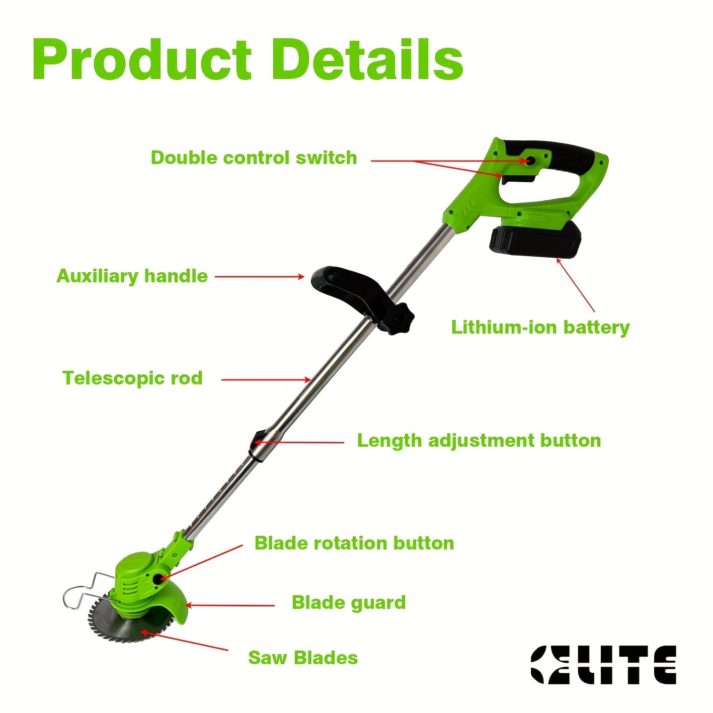 GrünPro Akku Garten-Trimmer | Kabellose Flexibilität | Mit Vielseitigen Klingen