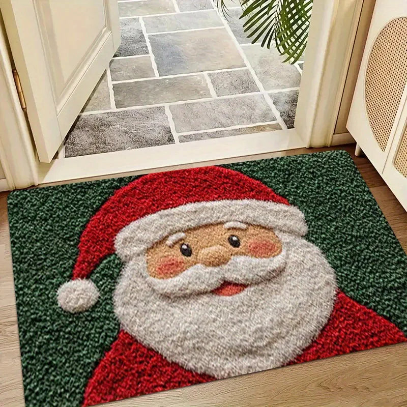Festliche Fußmatte für Weihnachten | Lebkuchen & Santa Design | Rutschfest & Waschbar