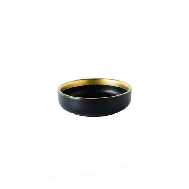 Black Porcelain Dinnerware Set with Plates and Bowls