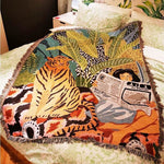 Cozy Boho-style crochet blanket for home decor