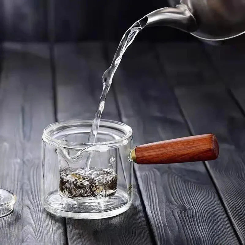 Teekanne aus Borosilikatglas mit Holzgriff – Hitzebeständige Teezubereiter