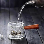 Elegante Teekanne aus Hitzebeständigem Glas mit Holzgriff