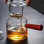 Elegante Teekanne aus Hitzebeständigem Glas mit Holzgriff