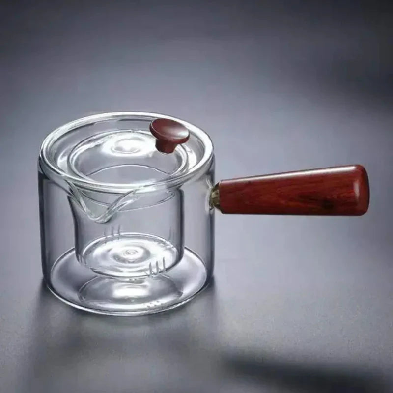 Elegante Teekanne aus Hitzebeständigem Glas mit Holzgriff