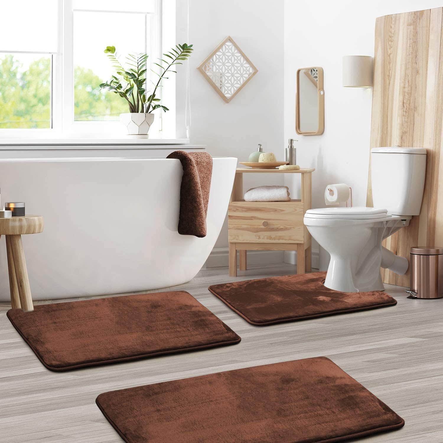 Luxuriöses Badteppich-Set aus Memory-Schaum – 3-teilig, weich und rutschfest