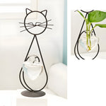 Elegante Herzvase mit Katzenhalter - Hydroponisches Glasdesign