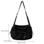 Nylon Shoulder Bag in Black – Urban Messenger Bag with Zipper for Everyday Use