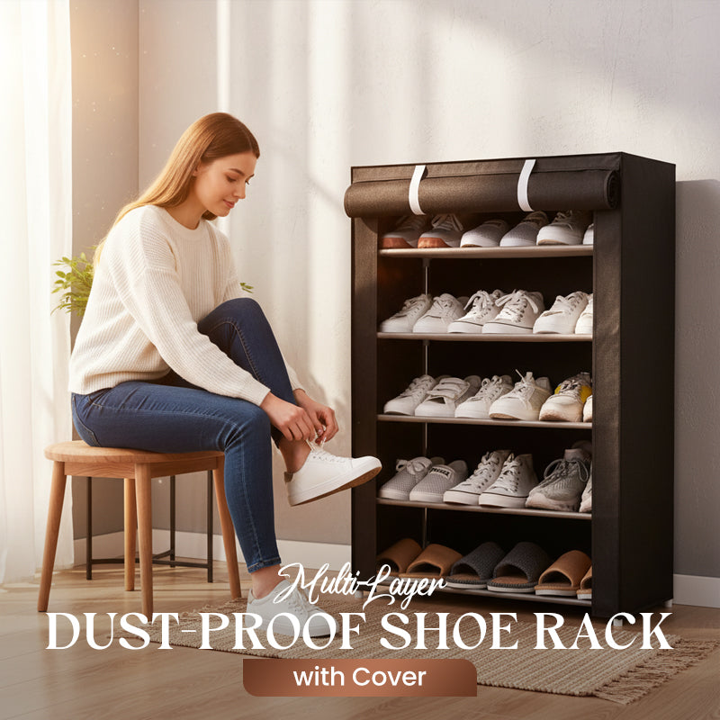 Shoe Cabinet with Fabric Cover and Sturdy Steel Frame – 6 or 8 Compartments