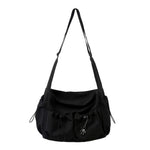 Nylon Shoulder Bag in Black – Urban Messenger Bag with Zipper for Everyday Use