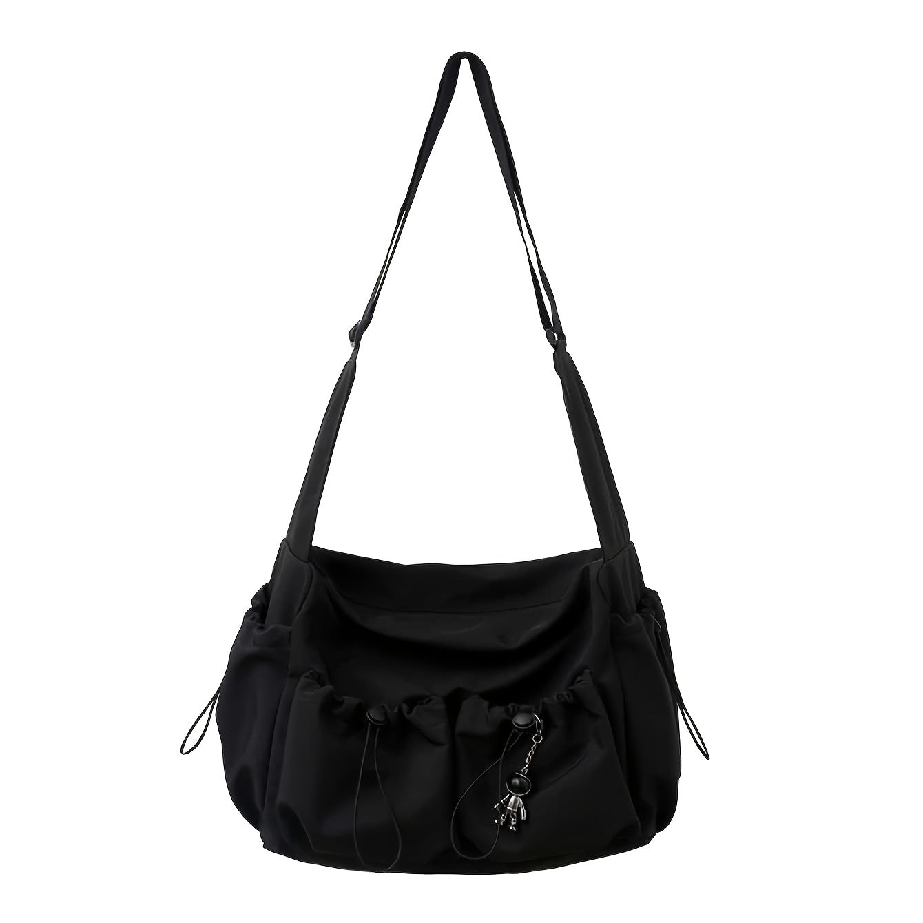 Nylon Shoulder Bag in Black – Urban Messenger Bag with Zipper for Everyday Use