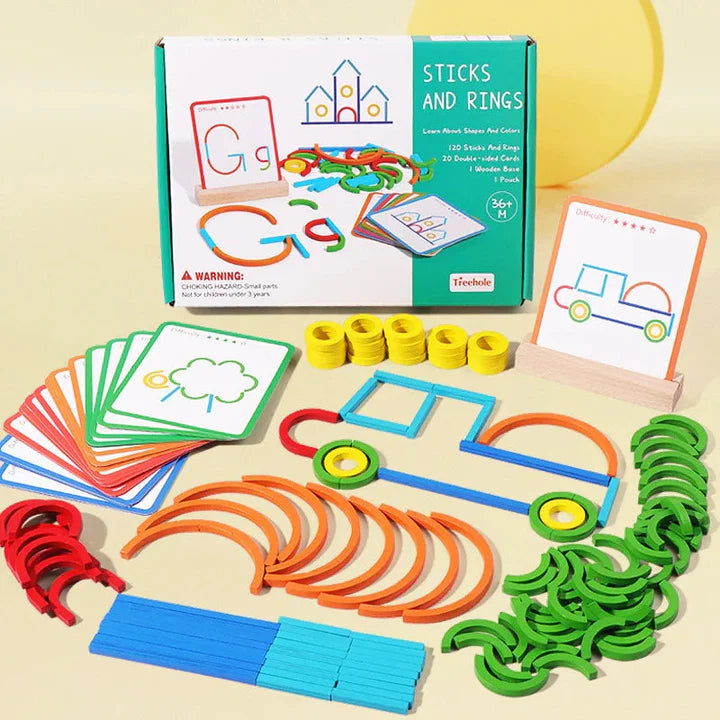 Creative Wooden Building Set with Activity Cards for Children