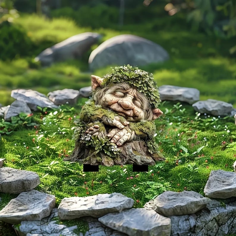 Enchanting garden stake with nature motif made of acrylic