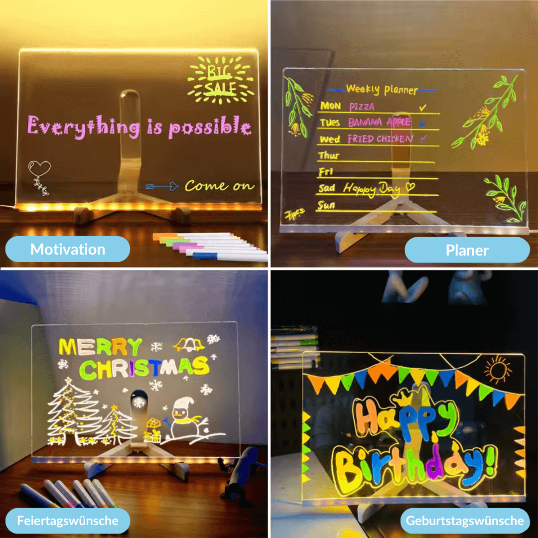 LED Drawing Board – Reusable Writing Tablet with Light Pen