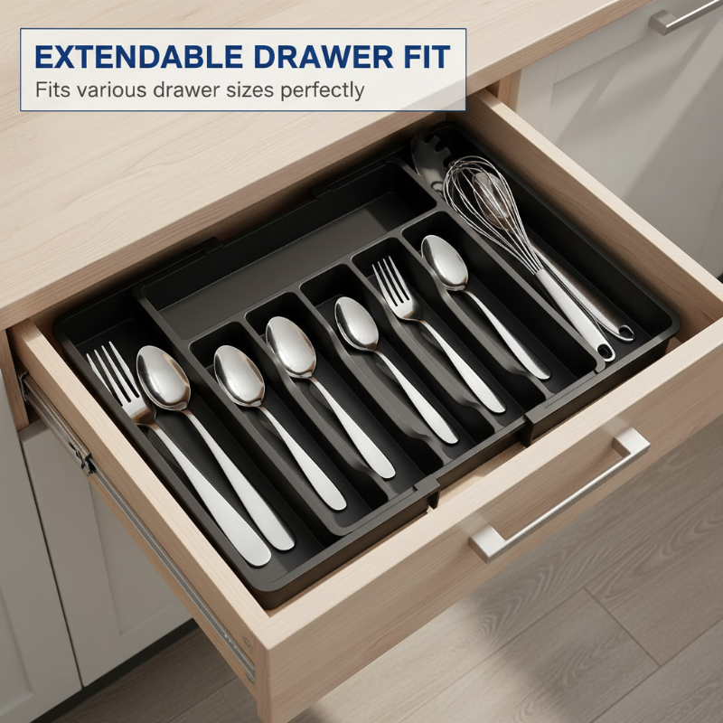 Adjustable Cutlery Drawer Organizer – 33–57 cm