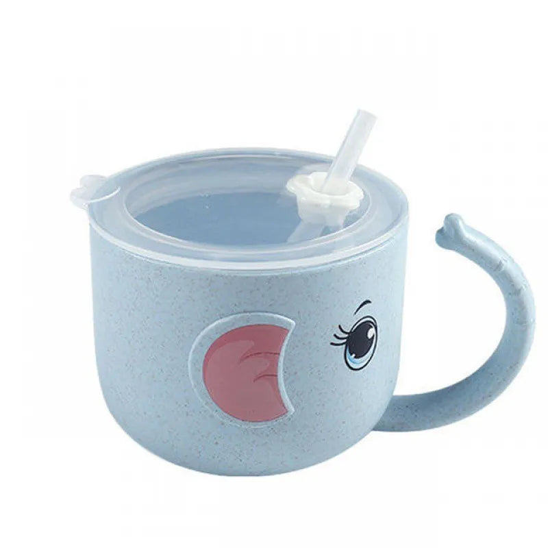 Drinking cup for children with integrated straw