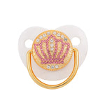 Luxury Design Pacifier with Rhinestones and Crown Details – Gold
