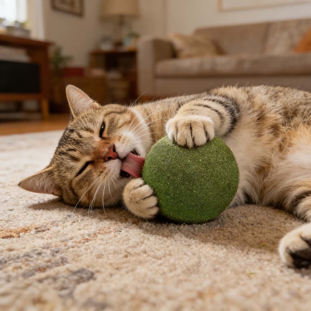 Katzenminzbällchen für spielerische Zahnpflege