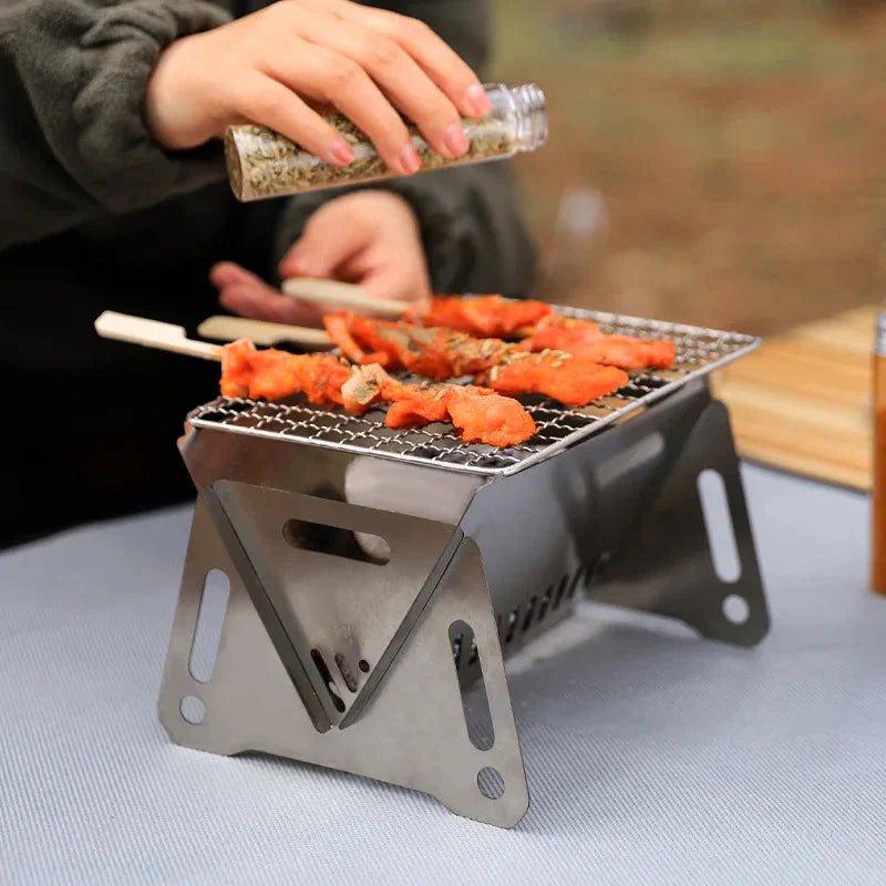 Portable Foldable Stainless Steel Grill for Camping and Picnics