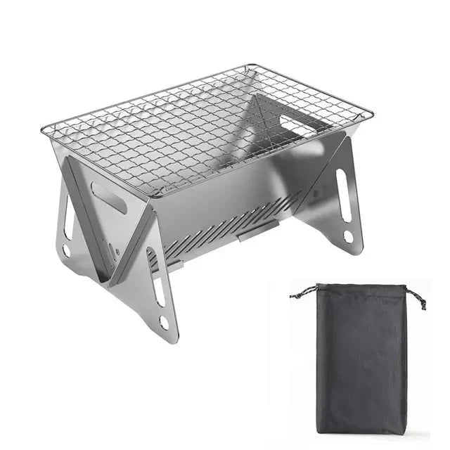 Portable Foldable Stainless Steel Grill for Camping and Picnics