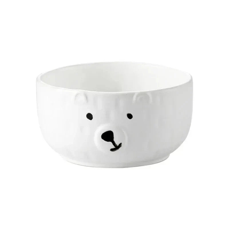 Keramisches Geschirrset mit Cartoon-Eisbär – Teller und Schüssel, umweltfreundlich