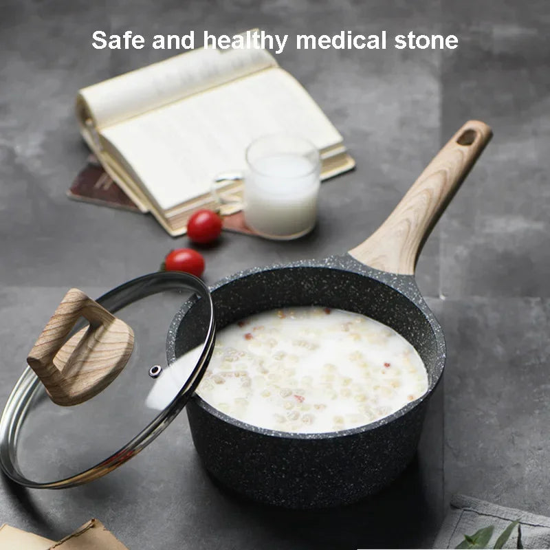 Cast iron, non-stick frying pan and saucepan for the kitchen