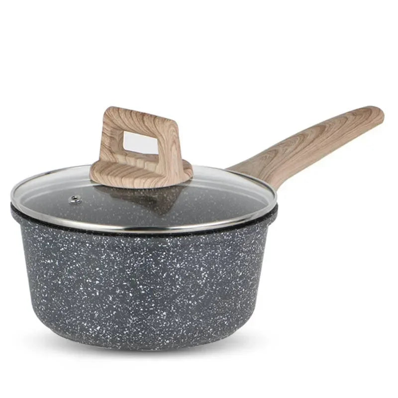 Cast iron, non-stick frying pan and saucepan for the kitchen