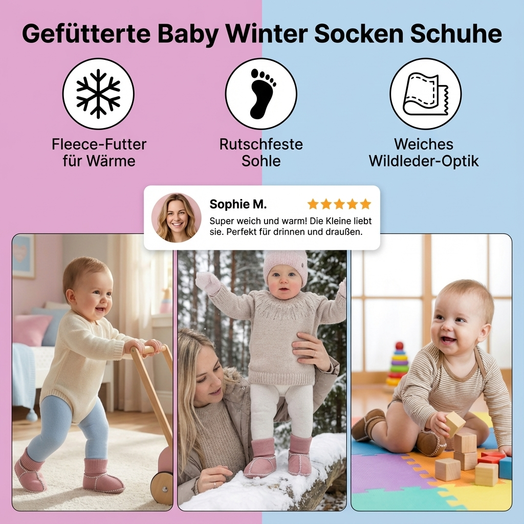 Faux Suede Lined Winter Baby Shoes