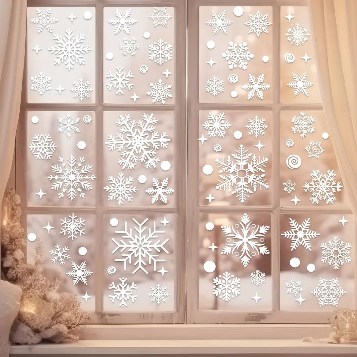 Winterzauber | 137-teiliges Fensterdekorationsset mit Schneeflocken