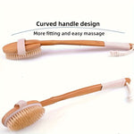 Elysian | Long Wooden Handle Shower Brush with Natural Bristles - Gentle Back Cleaning
