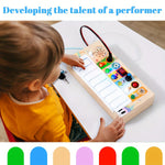 Wooden musical early learning toy with keys and lights