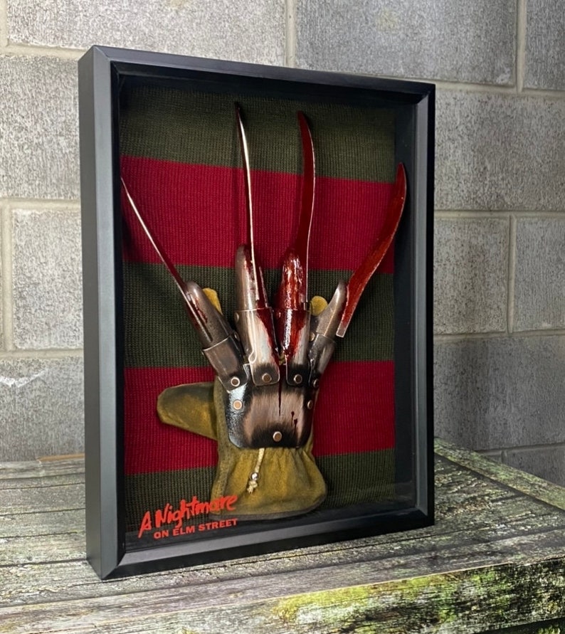 Horrifying Freddy Krueger Glove and Jumper in a Shadow Box