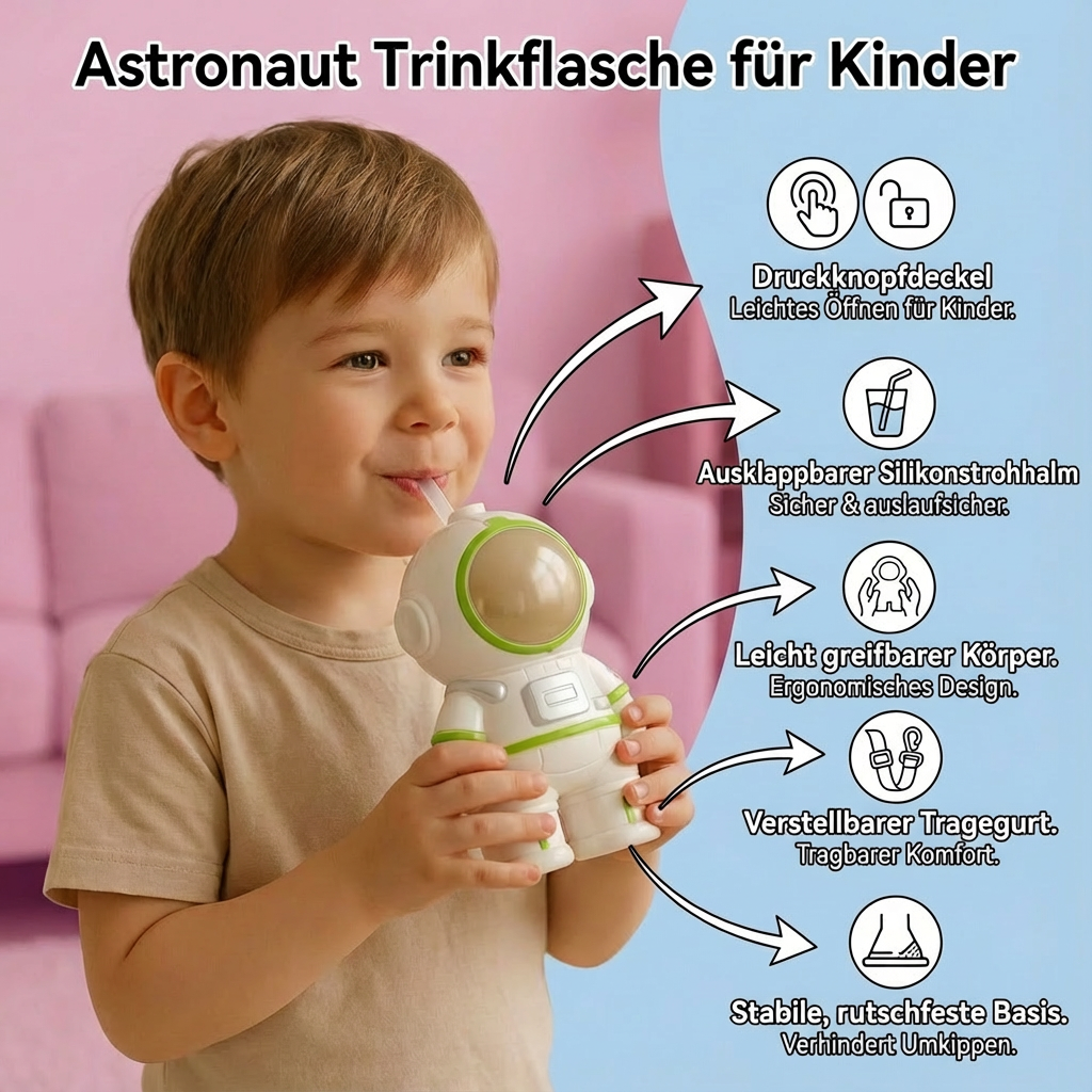 Astronaut-themed water bottle for children