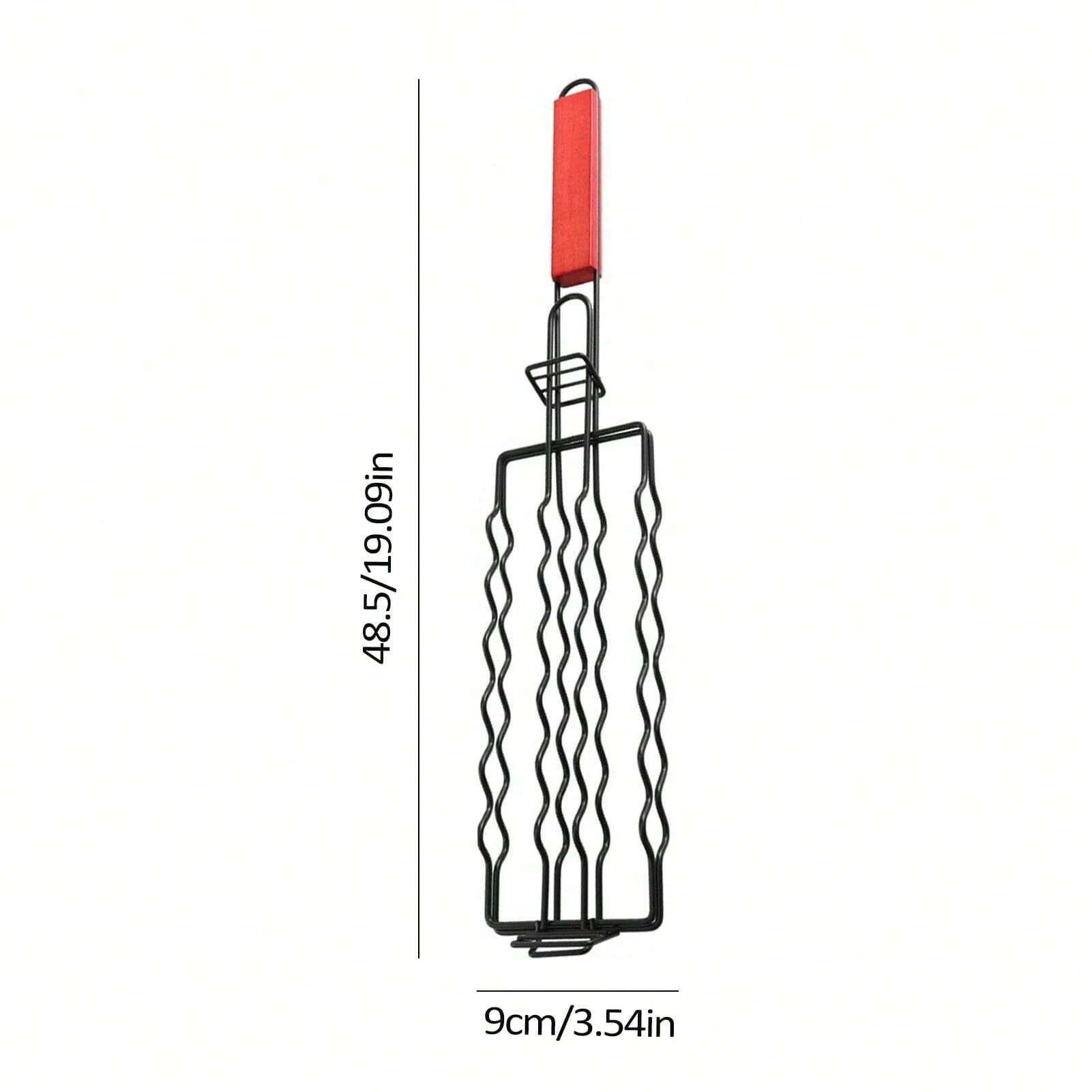 Grillprofi Hotdog-Korb | Abnehmbarer Grillkäfig aus Edelstahl | Ergonomischer Holzgriff | Tragbares Grillzubehör