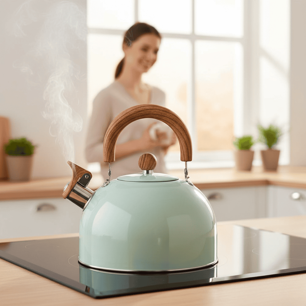 3-Quart Whistling Tea Kettle for Contemporary Kitchens