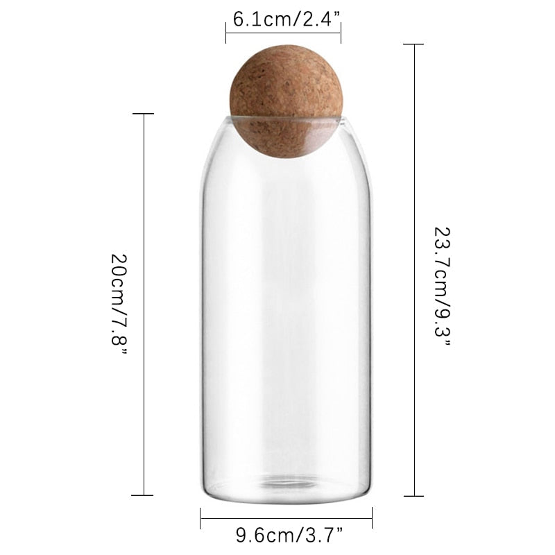 Clear Glass Kitchen Canister with Cork Lid – Airtight