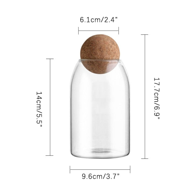 Clear Glass Kitchen Canister with Cork Lid – Airtight