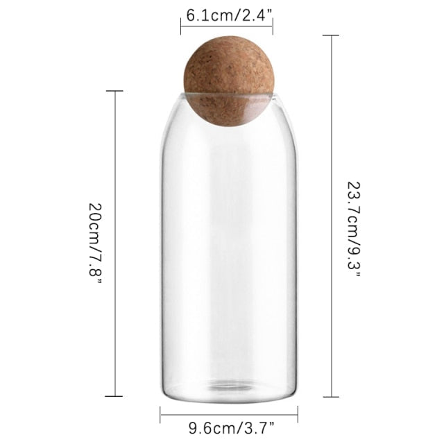 Clear Glass Kitchen Canister with Cork Lid – Airtight