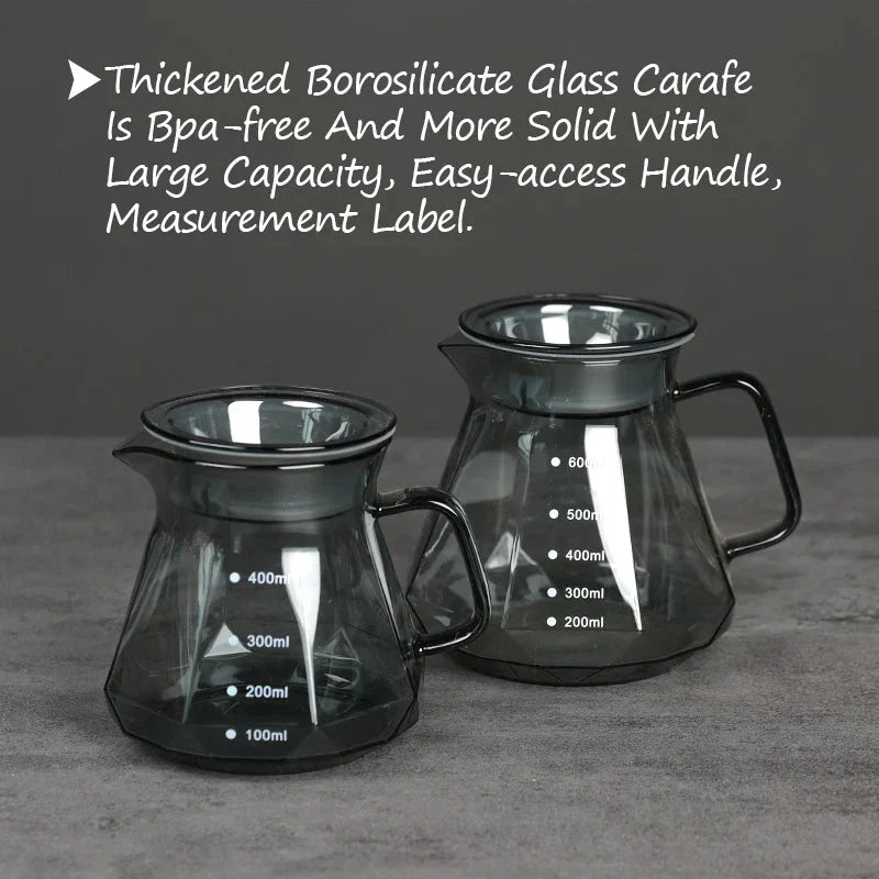 Clear Glass Coffee Maker for Filter Coffee and Teapot