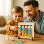 Montessori-style wooden toy for assigning colour patterns