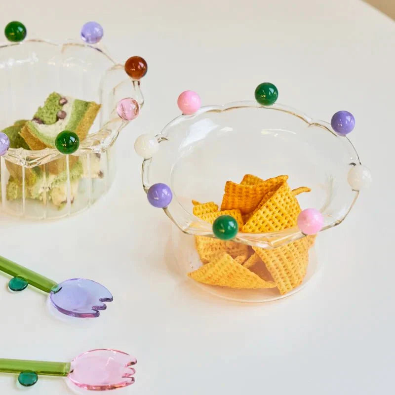 Bunte Krone Dessertschale - Umweltfreundliches Glasdesign
