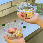 Farbenfrohe Dessertschüssel in Kronenform - Nachhaltiges Glasdesign
