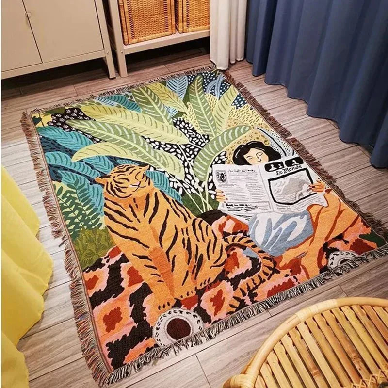 Gemütliche Decke mit Cartoon-Tiger-Design für die Wohnraumgestaltung