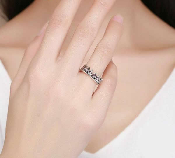Sterling Silver Heart Ring with Rosary