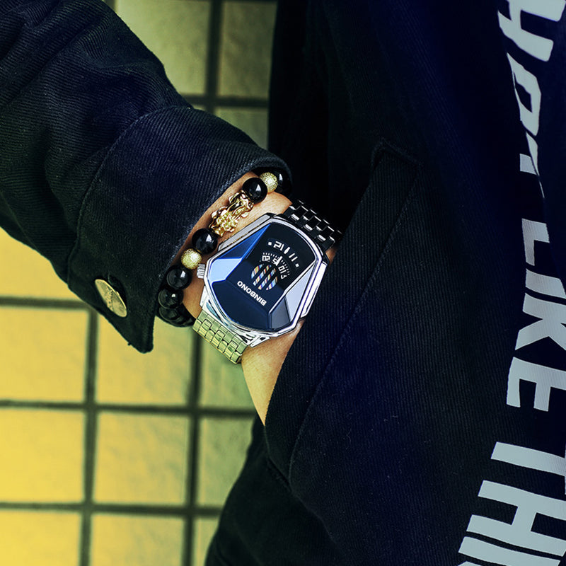 Elegant Men's Quartz Wristwatch with Diamond Surface