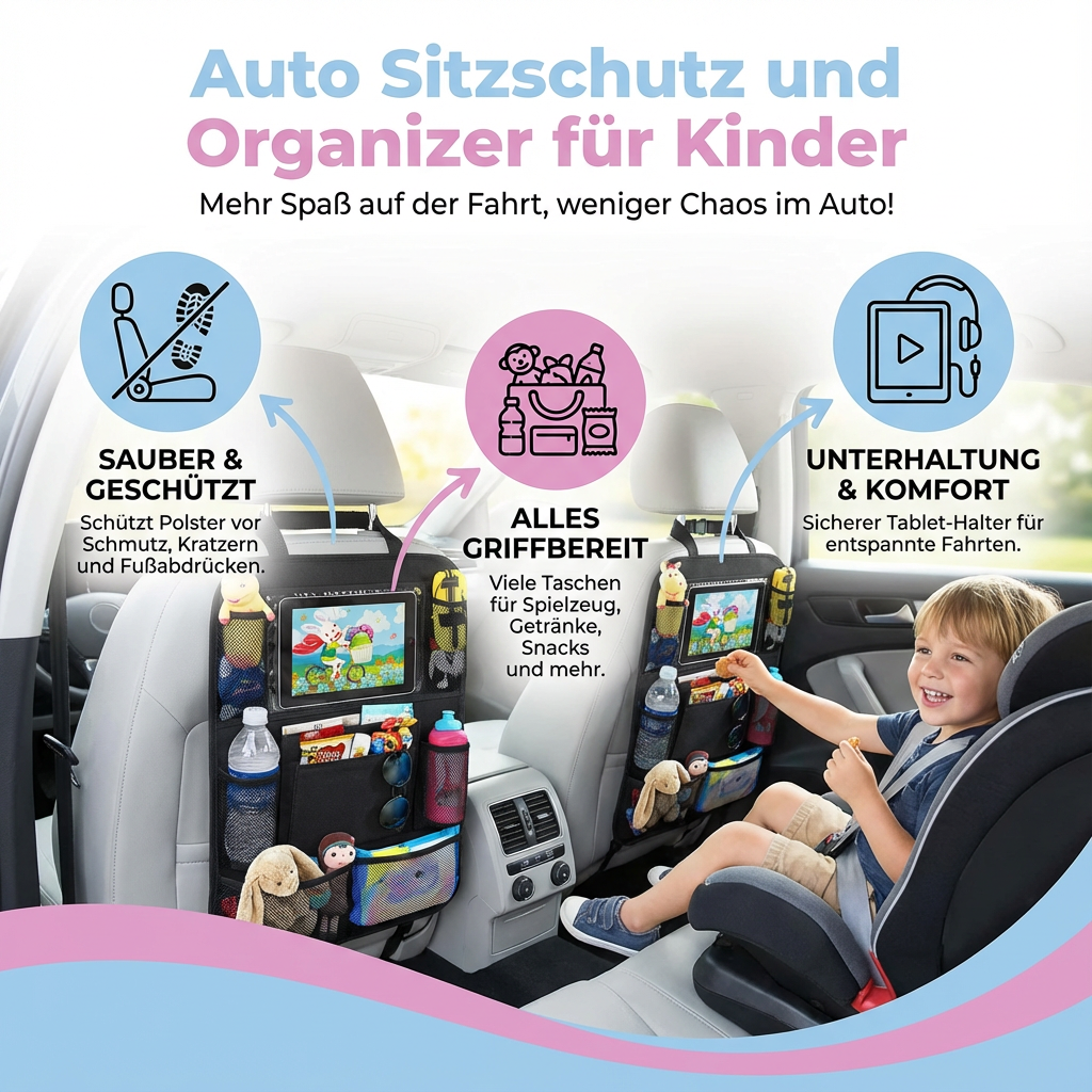 Car Seat Protector and Organizer for Children