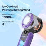 FrostWind Mini-Ventilator | Anpassbare Kühlung mit 100 Stufen | 3600 mAh Akku | Tragbar & Eis-Kühlung