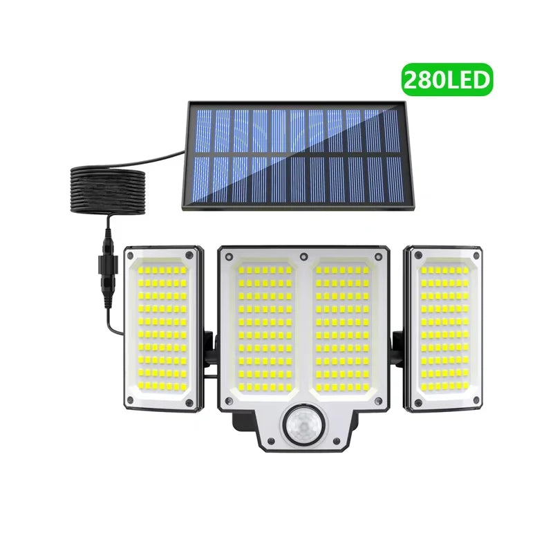 Solarbetriebene Wandleuchte mit Bewegungsmelder – 106/144/280 LEDs