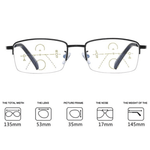 Lightweight titanium reading glasses with progressive lenses