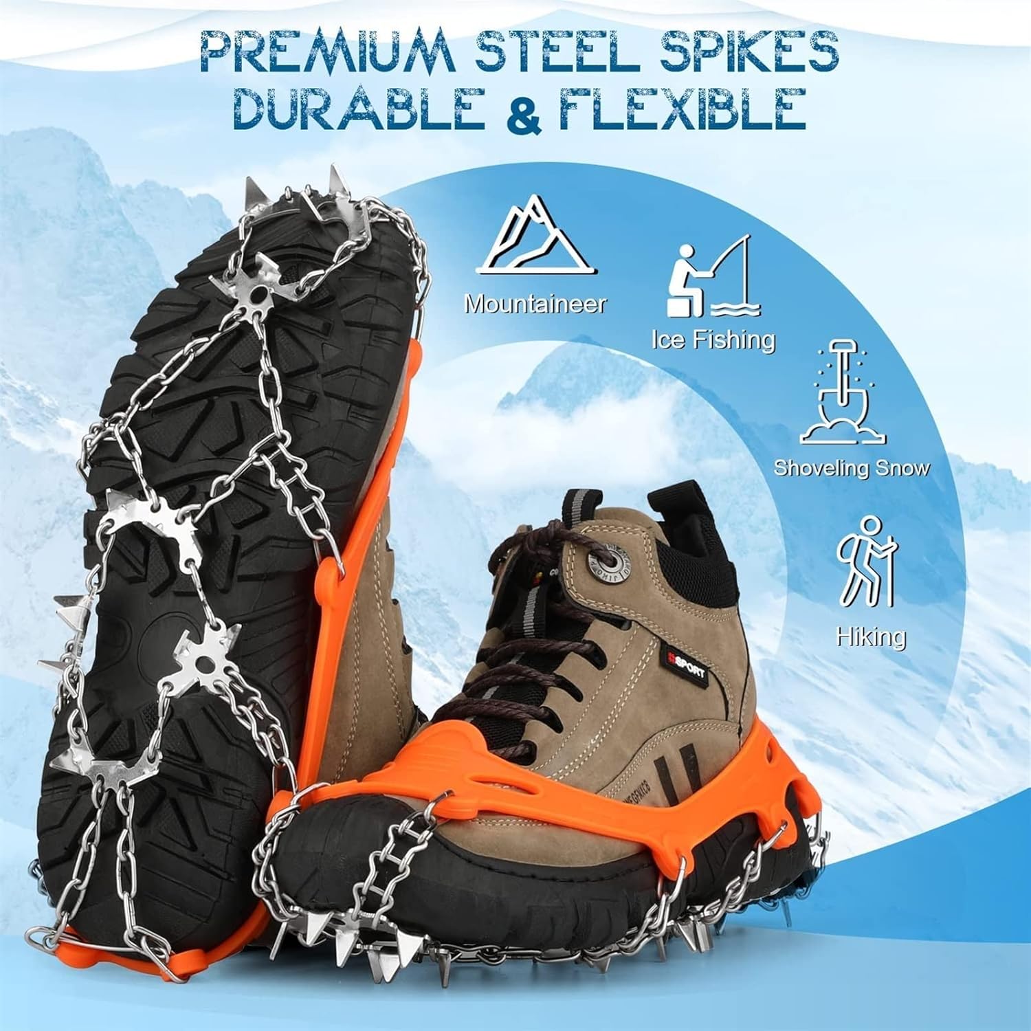 Griffige Winterspikes für sicheren Halt auf Eis und Schnee