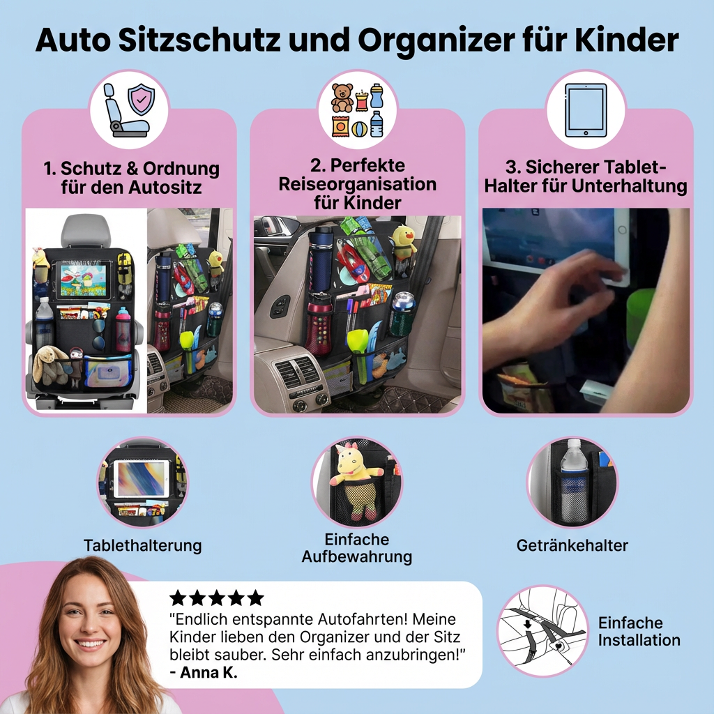 Car Seat Protector and Organizer for Children